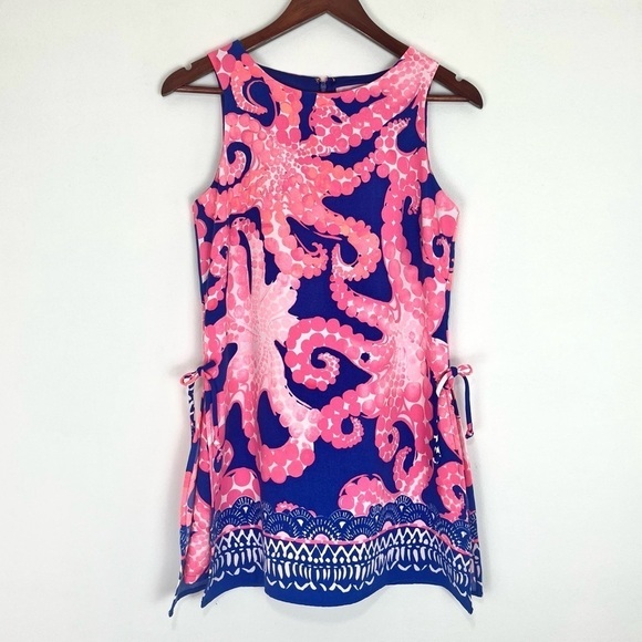Lilly Pulitzer Donna Romper in Rare Ikat Blue M’ocean Octopus Print Size 0 - Picture 2 of 11